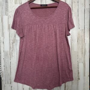 Vinmatto Tunic Blouse XL Scoop Neck Top Soft Girl Pink Blush Lagenlook Boho
